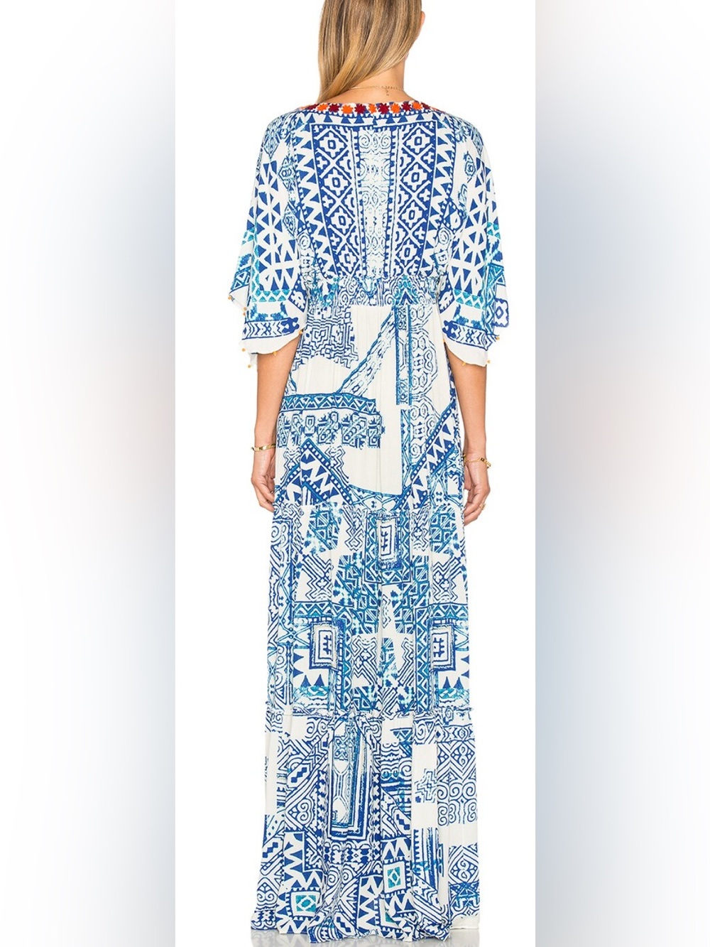 Hemant & Nandita Tie-Tassel Maxi Dress -Embroidered- S (fits to L)  - MSRP $648 - Picture 2 of 16